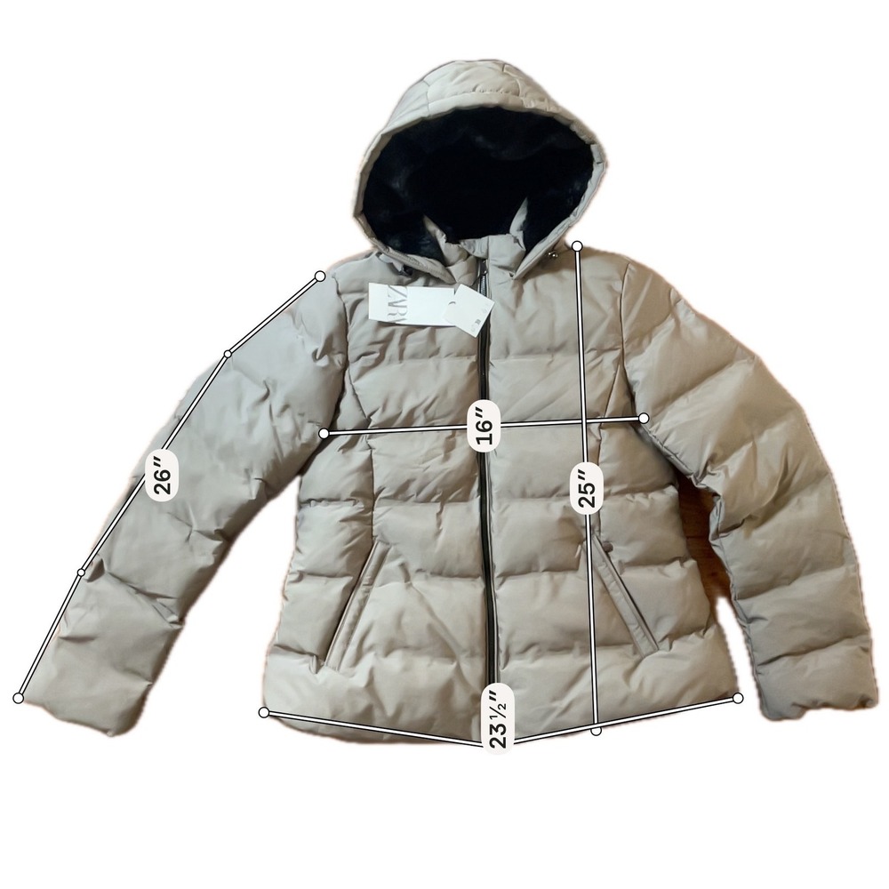 NWT ZARA WATER AND WIND PROTECTION SHORT QUILTED ANORAK SIZE LARGE - Picture 11 of 11